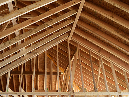 Roof void frame of a house.
